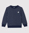 Felpa bambina in molleton blu SMOKING/bianco MARSHMALLOW