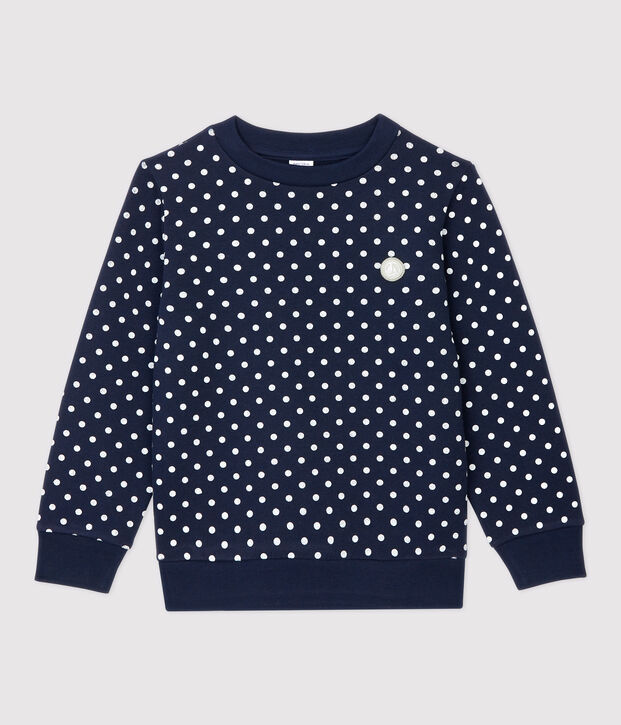 Felpa bambina in molleton blu/bianco