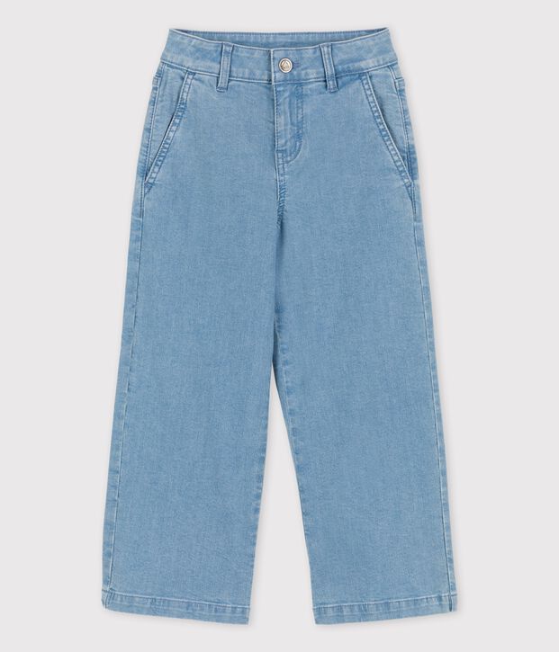 Pantaloni flare in denim chiaro bambina blu