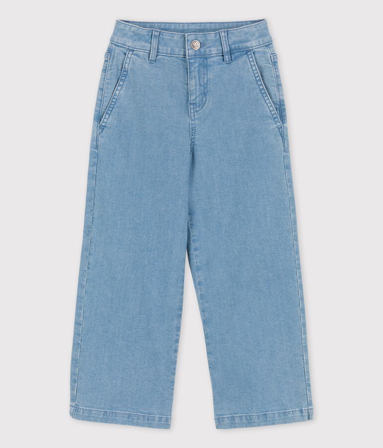 Pantaloni flare in denim chiaro bambina blu