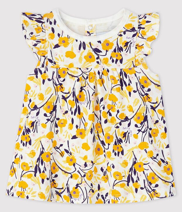 Blusa manica corta beb&egrave; femmina bianco/multicolore