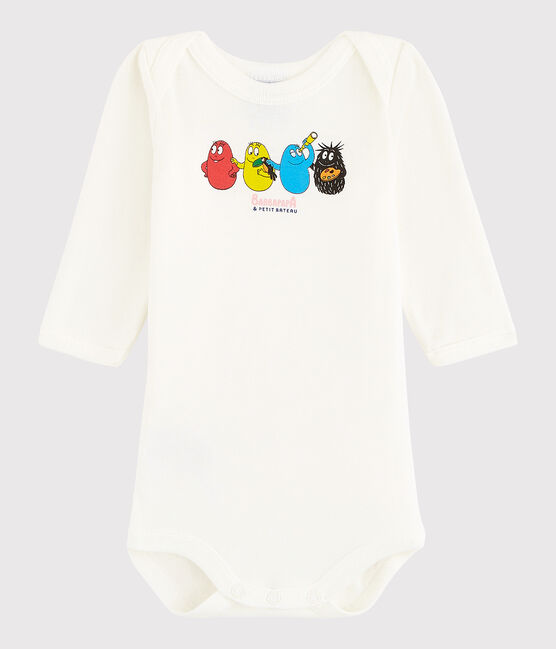 Body manica lunga bebè unisex bianco MARSHMALLOW/blu BLEU