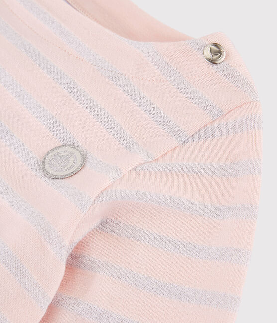 Marinière in jersey bambina rosa MINOIS/ ARGENT