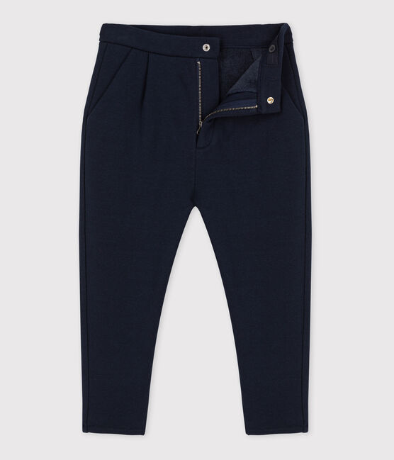 Pantaloni caldi bambina / bambino in velluto e tessuto felpato blu SMOKING