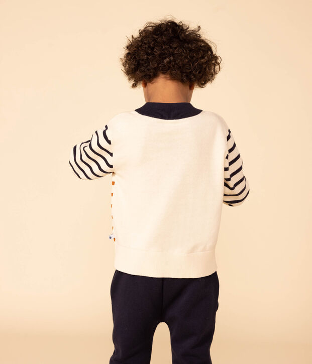 Maglione alla marinara in cotone bambino unisex ecru/multicolore