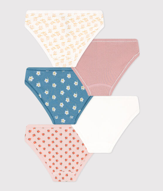 Confezione da 5 slip in cotone bambina motivo fiore variante 1
