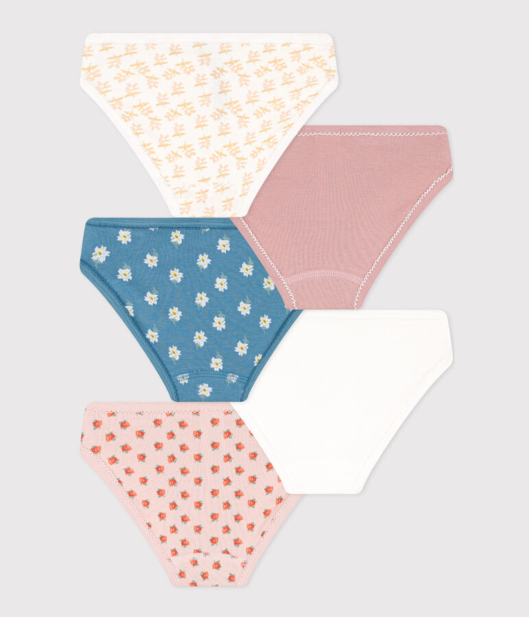 Confezione da 5 slip in cotone bambina motivo fiore multicolore