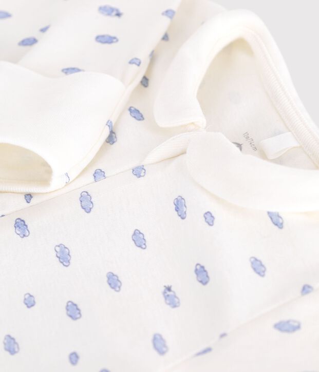 Pigiama in cotone con colletto a nuvolette neonato bianco/multicolore