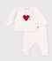 Completo in maglia jacquard con cuore neonato rosso/rosso