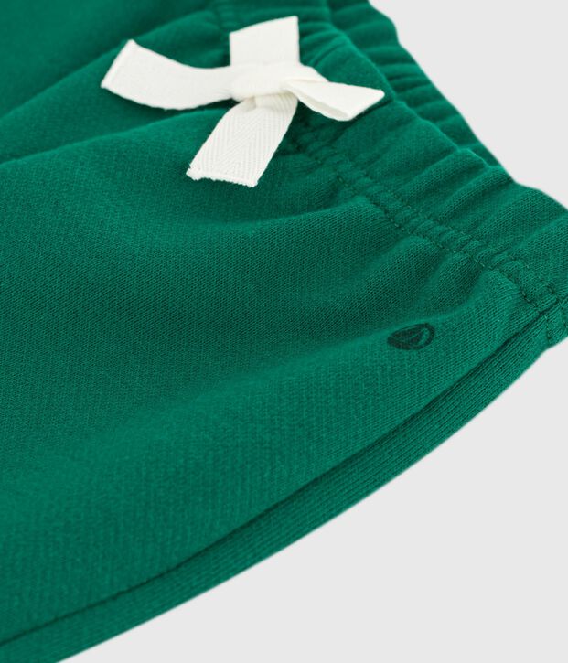 Pantaloni in cotone tinta unita neonato verde