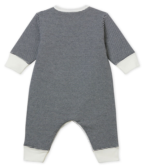 Tutina pigiama senza piedi in tubique da neonato blu SMOKING/bianco MARSHMALLOW