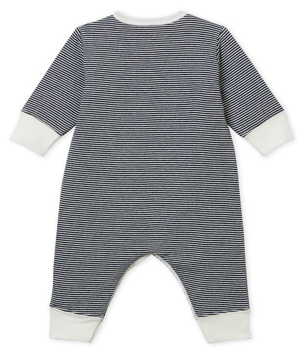 Tutina pigiama senza piedi in tubique da neonato blu/bianco