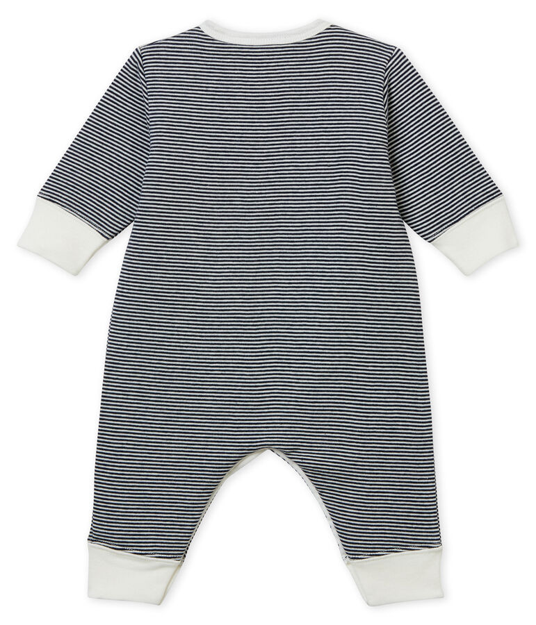 Tutina pigiama senza piedi in tubique da neonato blu/bianco