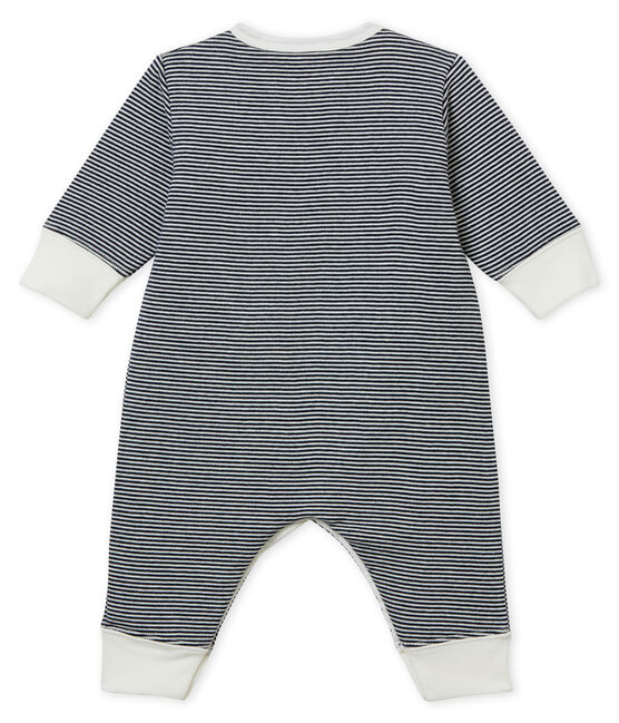 Tutina pigiama senza piedi in tubique da neonato blu SMOKING/bianco MARSHMALLOW