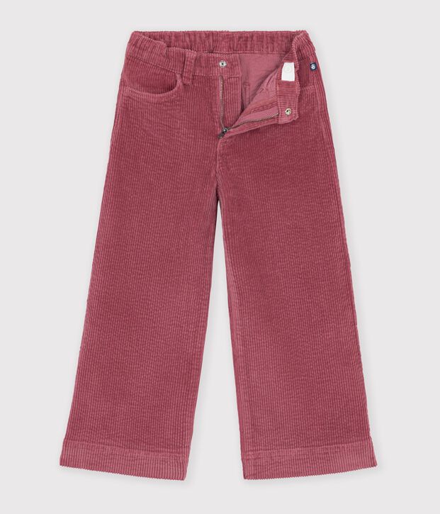 Pantaloni a gamba ampia in velluto bambino rosa