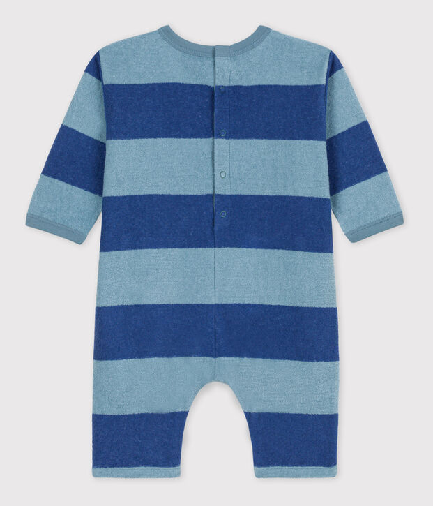 Tutina lunga beb&egrave; in spugna bouclette blu/blu