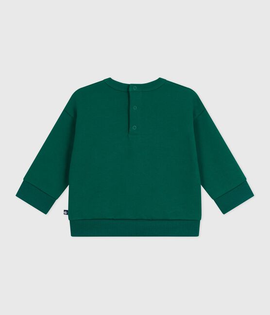 Felpa in cotone con ricamo Petit Bateau neonato verde EVERGREEN