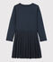 Abito bambina a maniche lunghe in cotone blu SMOKING BRILLANT