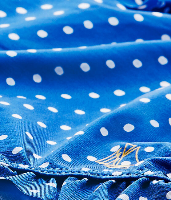 Costume da bagno bebé bambina a pois blu PERSE/bianco MARSHMALLOW
