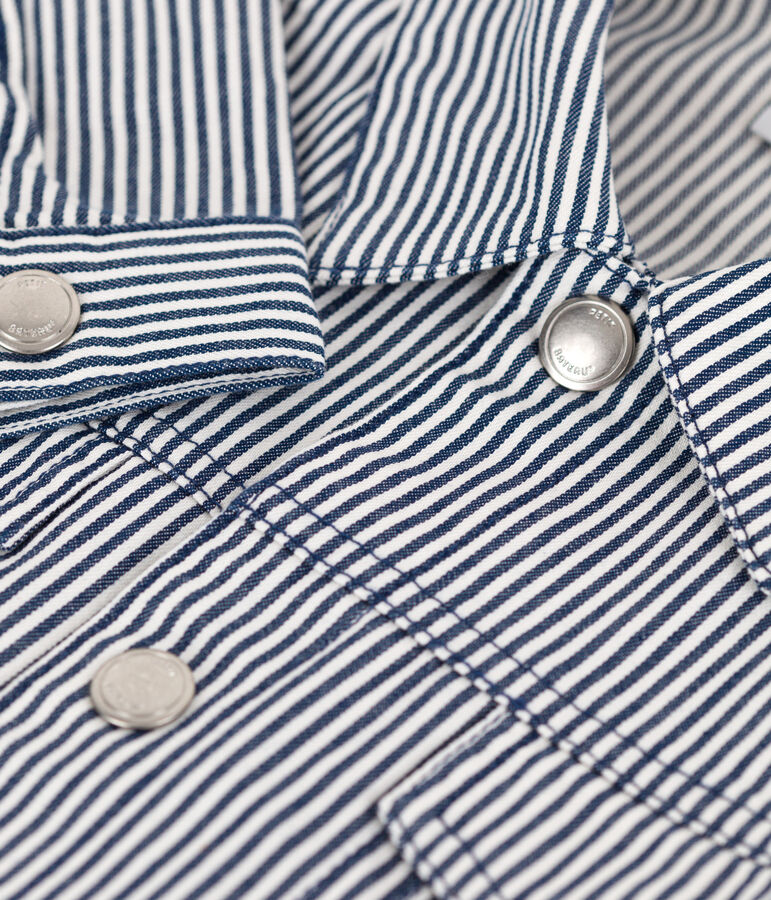 Giacca in tela di cotone a righe bambina blu MEDIEVAL/bianco MARSHMALLOW