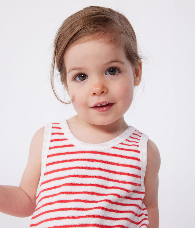 Tutina corta in cotone a righe neonato rosso MARSHMALLOW/ SPI