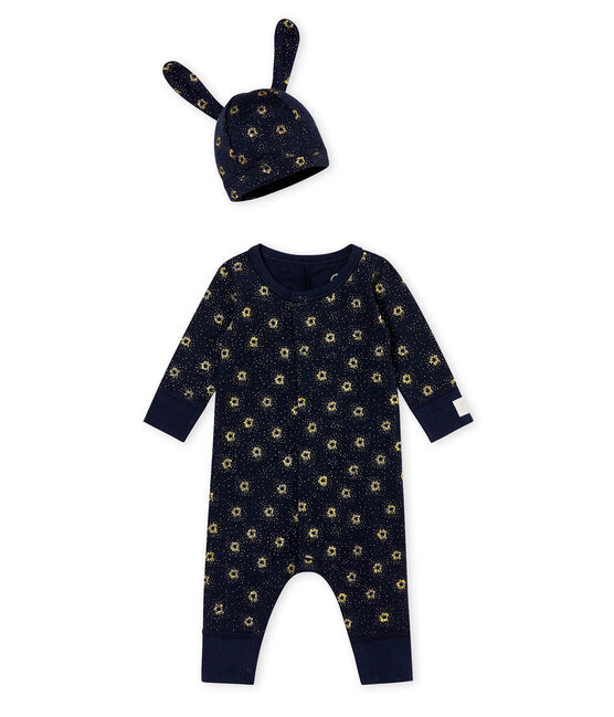 Tutina e cappellino per bebé maschio blu SMOKING/giallo DORE