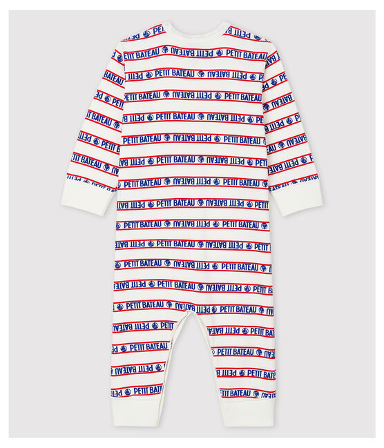 Tutina pigiama senza piedi Petit Bateau bebè in costina bianco MARSHMALLOW/bianco MULTICO