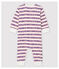 Tutina pigiama senza piedi Petit Bateau bebè in costina bianco MARSHMALLOW/bianco MULTICO