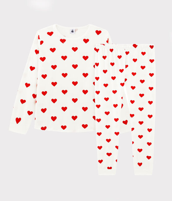 Confezione regalo pigiama e slip in cotone con stampa a cuori rossi variante 1