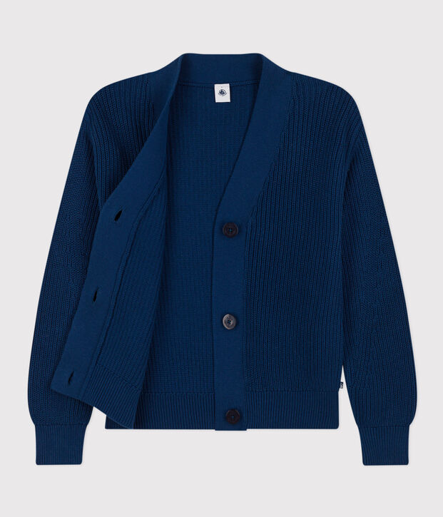 Cardigan a costa inglese in cotone Donna blu