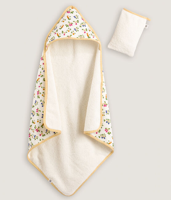 Telo da bagno e guanto bebè con motivo frutta MARSHMALLOW/ BOUDOR/ MULTICO
