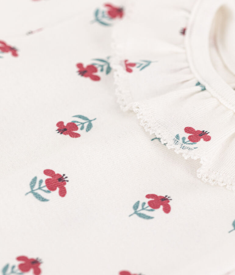 Body maniche corte beb&egrave; in cotone stampato a fiori bianco/multicolore