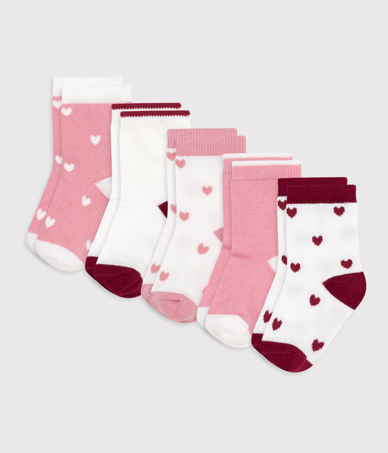Confezione da 5 paia di calzini con stampa a cuori neonata variante 1