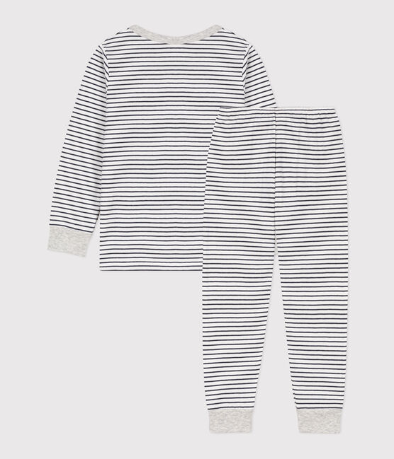 Pigiama bambino unisex in tubique a righe bianco MARSHMALLOW/blu SMOKING