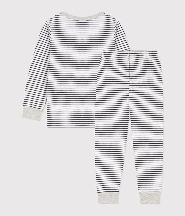 Pigiama bambino unisex in tubique a righe bianco/blu