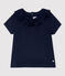 Blusa traforata manica corta in cotone bebè femmina blu SMOKING