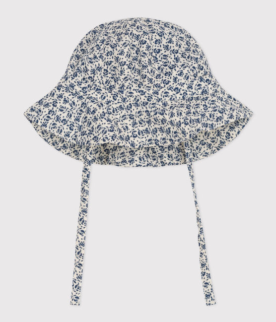 Cappellino in garza di cotone a fiori blu bebè femmina AVALANCHE/ INCOGNITO
