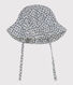 Cappellino in garza di cotone a fiori blu bebè femmina