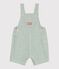 Salopette corta in cotone/lino a righe neonato verde/verde
