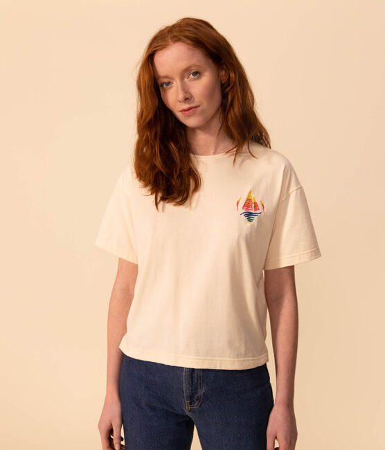 T-shirt LE BOXY in cotone Donna ecru AVALANCHE