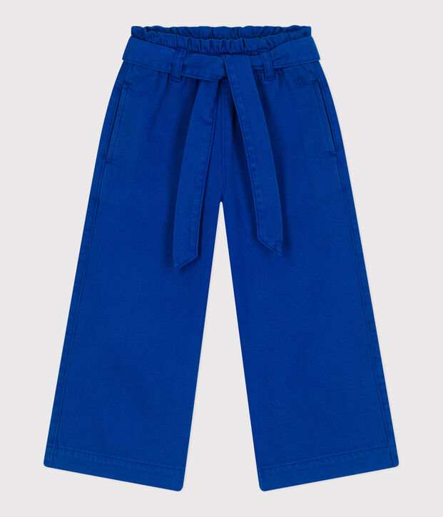 Pantaloni in misto cotone e lyocell bambina. blu