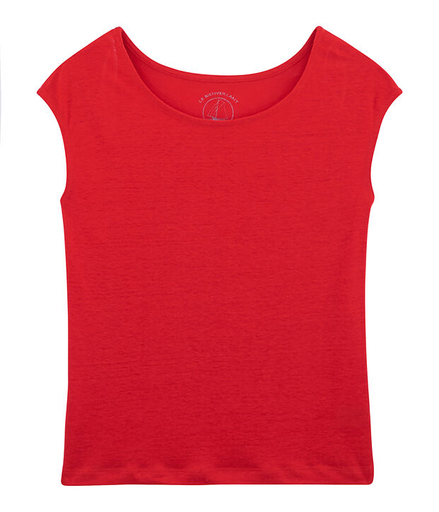 T-shirt in lino donna rosso
