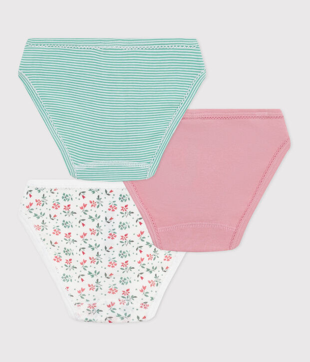 Set di 3 slip in cotone a fiori bambina multicolore