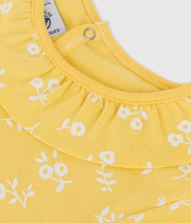 T-shirt a maniche corte in cotone bambina giallo/bianco