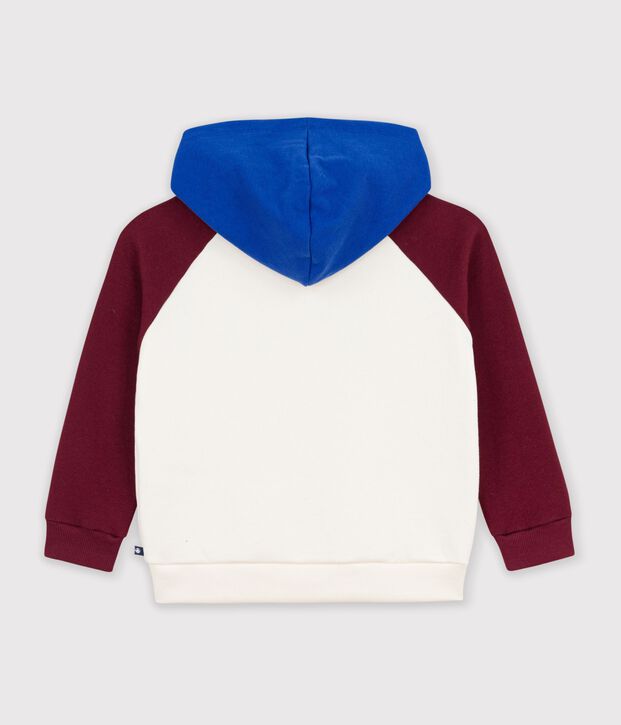 Felpa con cappuccio in cotone stampato bambino ecru/multicolore