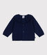 Cardigan in maglia di misto lana e cotone tinta unita con colletto neonato
