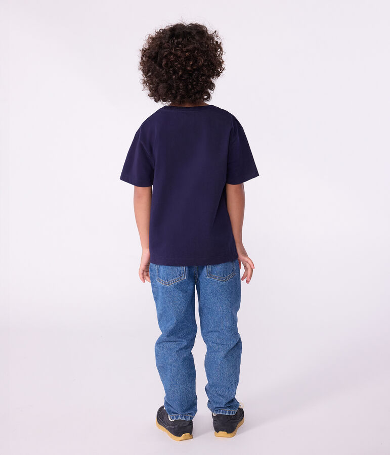 T-shirt a maniche corte con stampa bambino blu