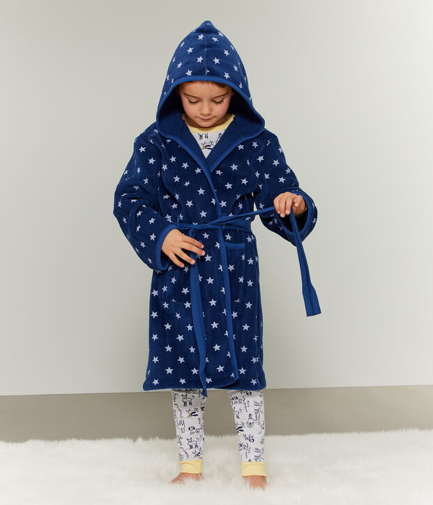 Vestaglia da bambino in pile blu/bianco