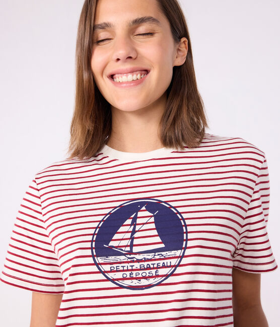 T-shirt a maniche corte e dal taglio dritto in cotone donna rosso MILK/ AMARANTE