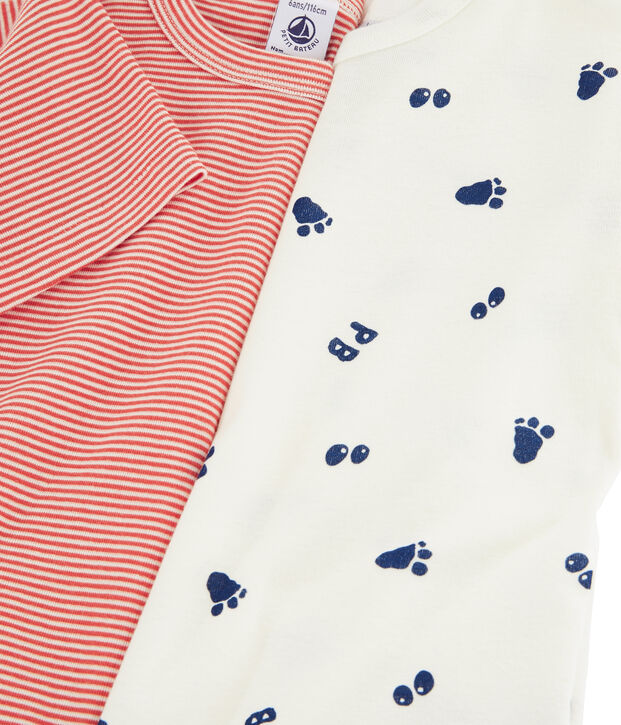 Confezione da 2 t-shirt manica corta fantasia zampa dello yeti da bambino multicolore